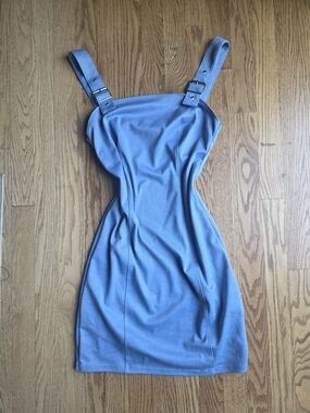 Blue Strappy Mini Dress with Buckle Straps